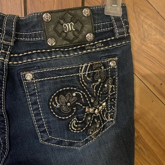 Miss Me Women’s 27 Signature Rise Skinny Bling Blue Jeans - Picture 10 of 14